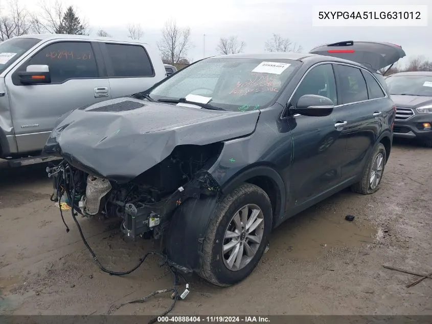 2020 Kia Sorento 3.3L Lx VIN: 5XYPG4A51LG631012 Lot: 40888404