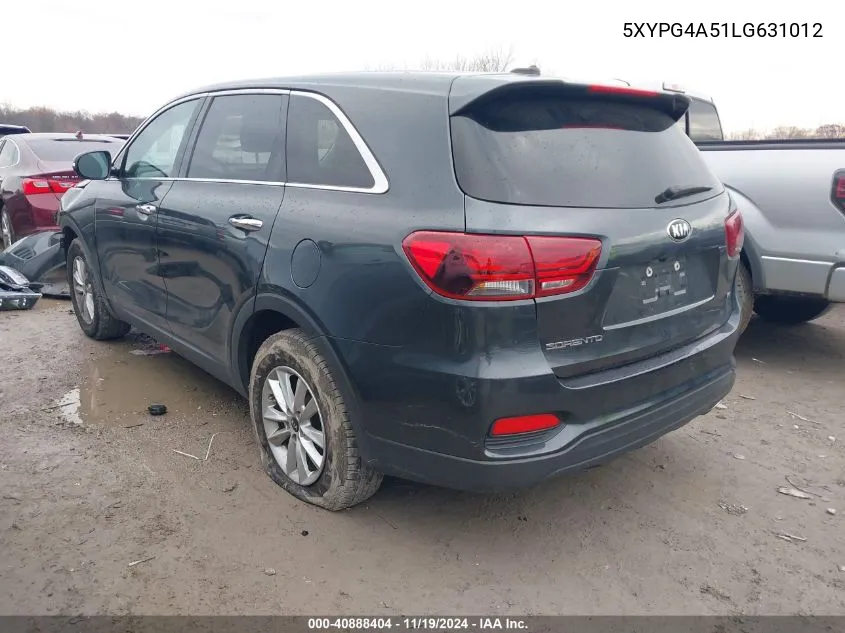 2020 Kia Sorento 3.3L Lx VIN: 5XYPG4A51LG631012 Lot: 40888404