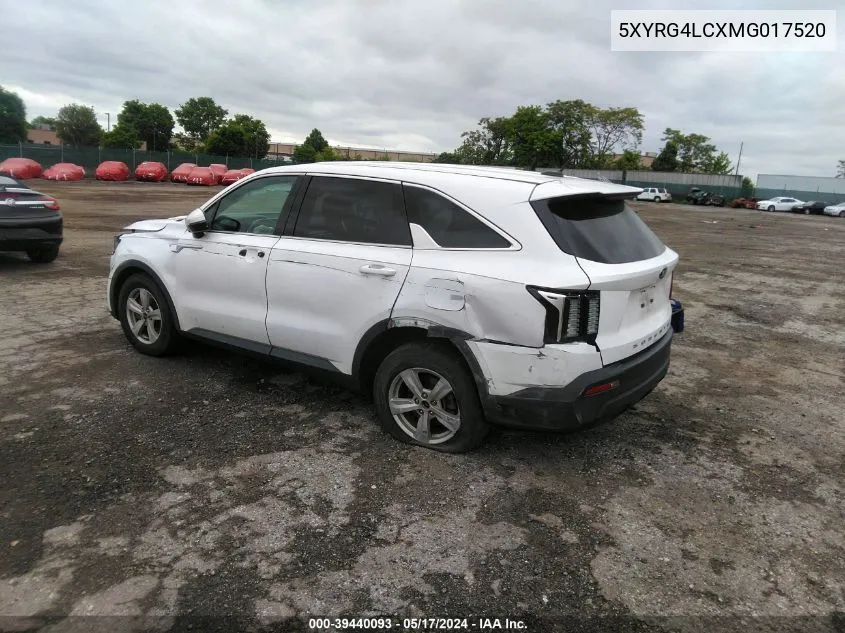 5XYRG4LCXMG017520 2021 Kia Sorento Lx