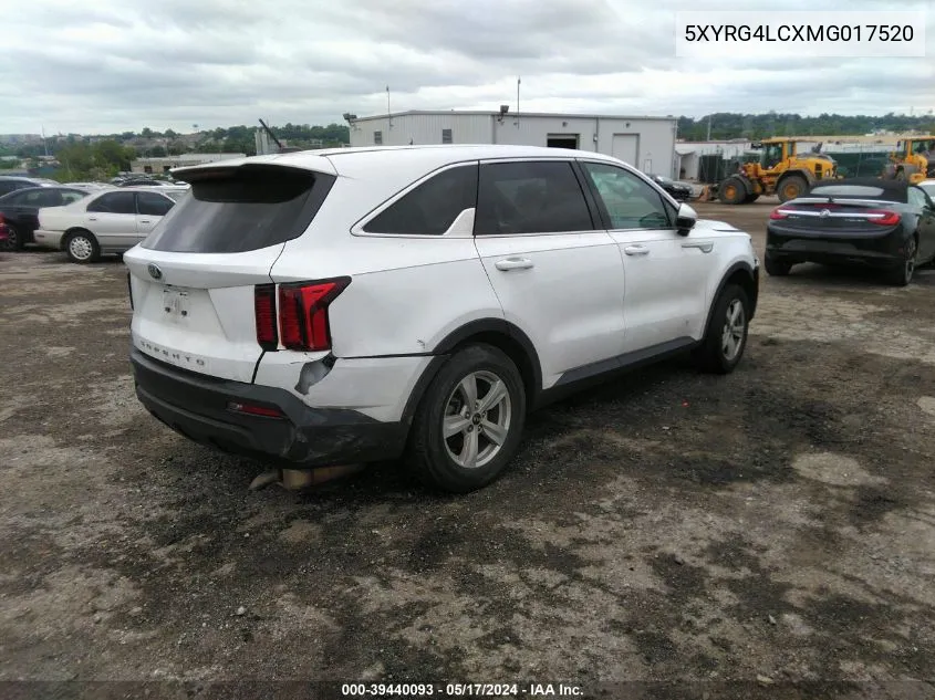 2021 Kia Sorento Lx VIN: 5XYRG4LCXMG017520 Lot: 39440093