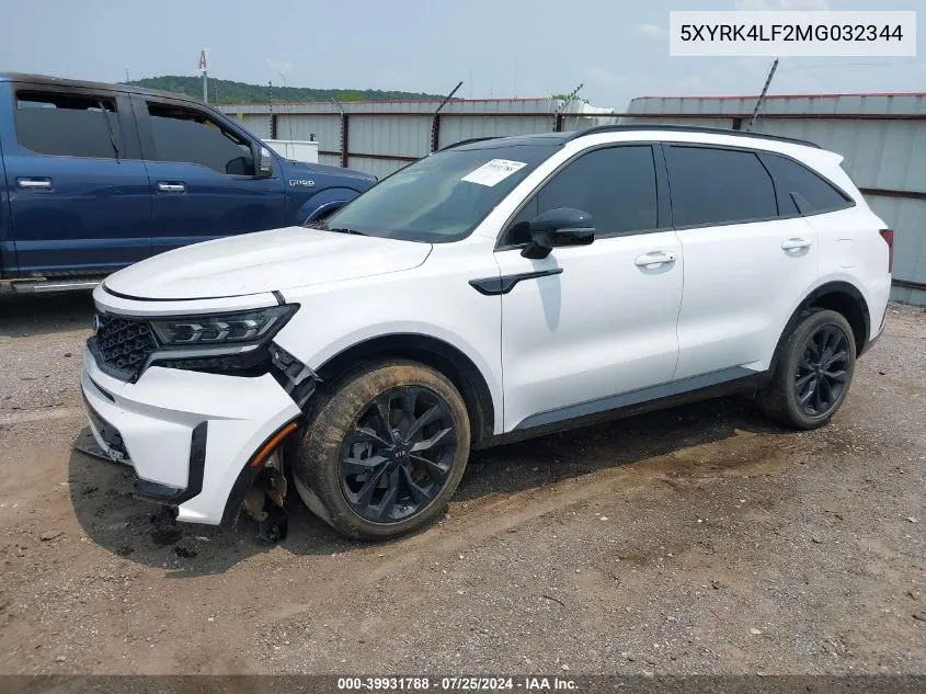 2021 Kia Sorento Sx VIN: 5XYRK4LF2MG032344 Lot: 39931788