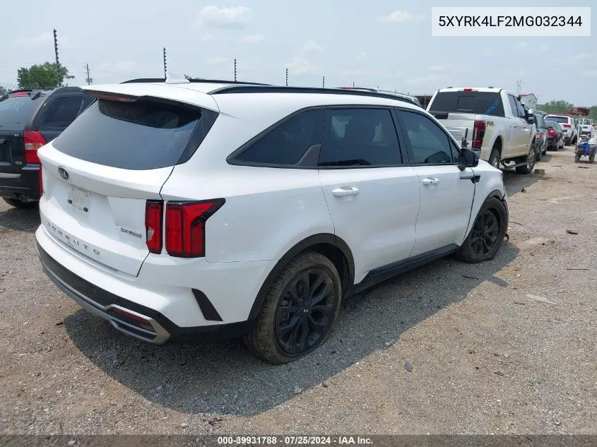 2021 Kia Sorento Sx VIN: 5XYRK4LF2MG032344 Lot: 39931788