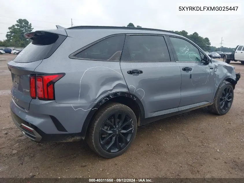 5XYRKDLFXMG025447 2021 Kia Sorento Sx/Sxp