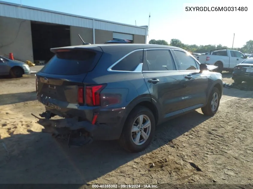 2021 Kia Sorento Lx VIN: 5XYRGDLC6MG031480 Lot: 40385382