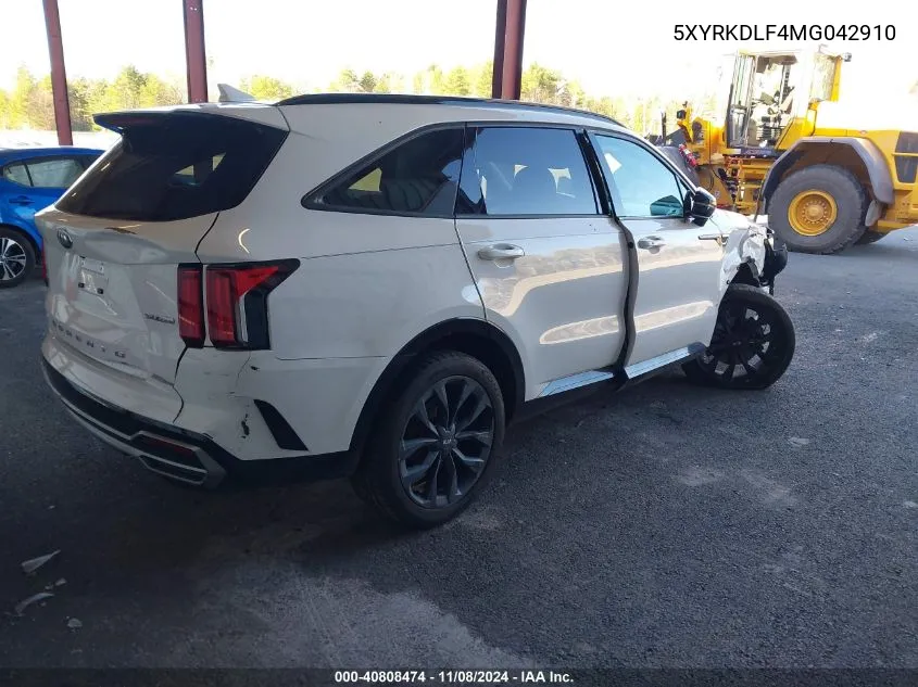 2021 Kia Sorento Sx VIN: 5XYRKDLF4MG042910 Lot: 40808474