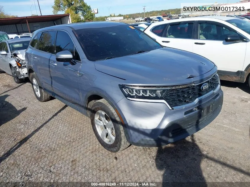 2021 Kia Sorento Lx VIN: 5XYRGDLC3MG017343 Lot: 40816249