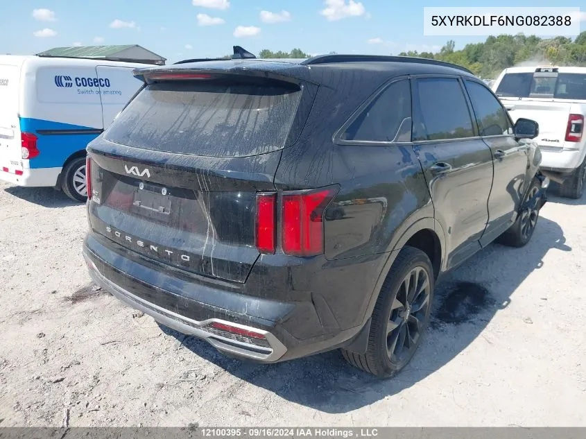 2022 Kia Sorento VIN: 5XYRKDLF6NG082388 Lot: 12100395