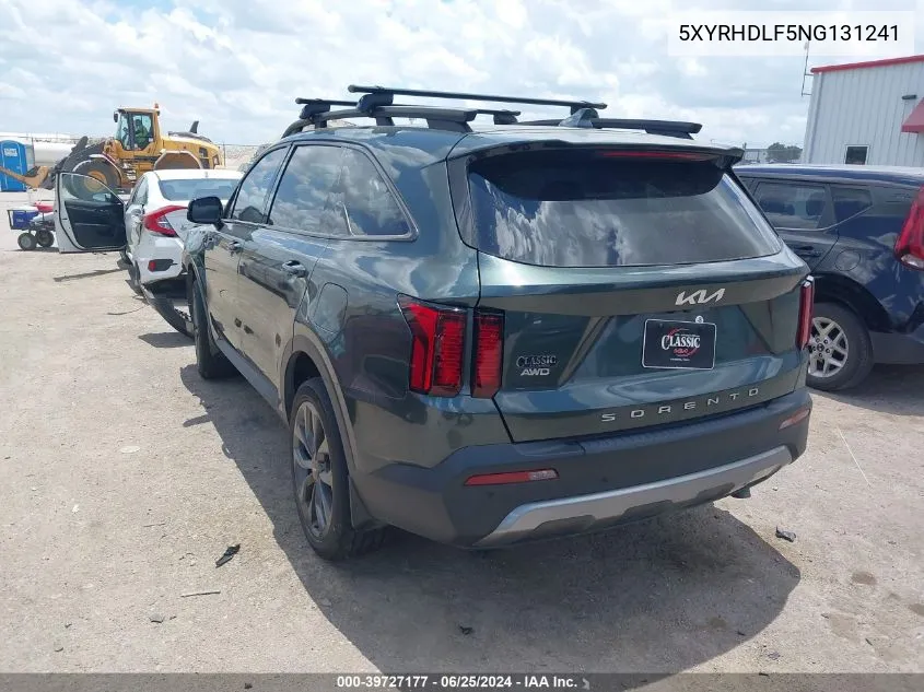 2022 Kia Sorento X-Line Ex VIN: 5XYRHDLF5NG131241 Lot: 39727177