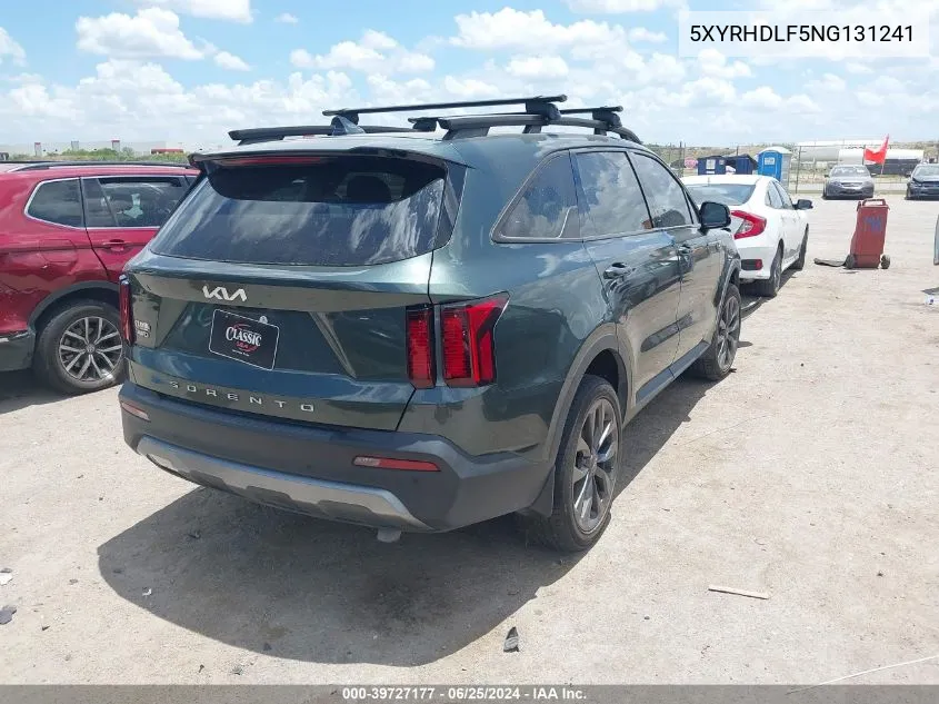 2022 Kia Sorento X-Line Ex VIN: 5XYRHDLF5NG131241 Lot: 39727177