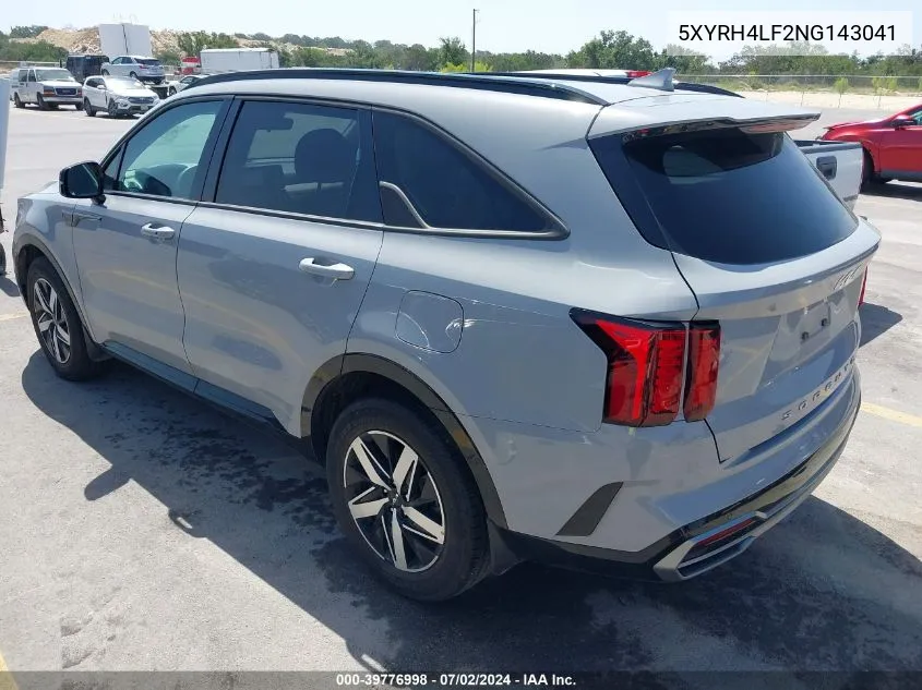 2022 Kia Sorento Ex VIN: 5XYRH4LF2NG143041 Lot: 39776998