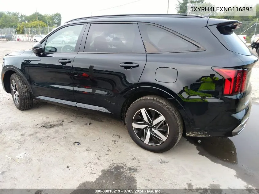 2022 Kia Sorento Ex VIN: 5XYRH4LFXNG116895 Lot: 39816219