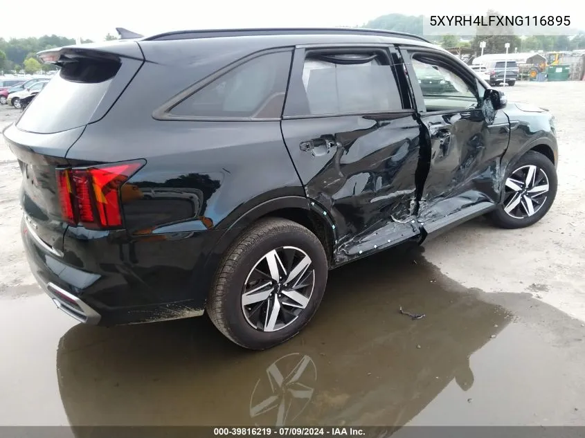 2022 Kia Sorento Ex VIN: 5XYRH4LFXNG116895 Lot: 39816219