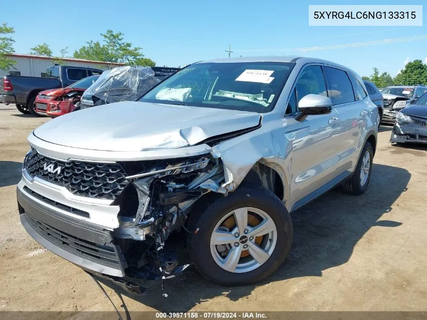 2022 Kia Sorento Lx VIN: 5XYRG4LC6NG133315 Lot: 39871158