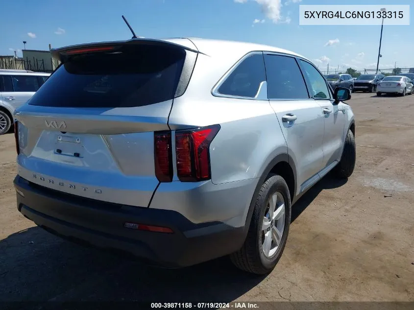 2022 Kia Sorento Lx VIN: 5XYRG4LC6NG133315 Lot: 39871158