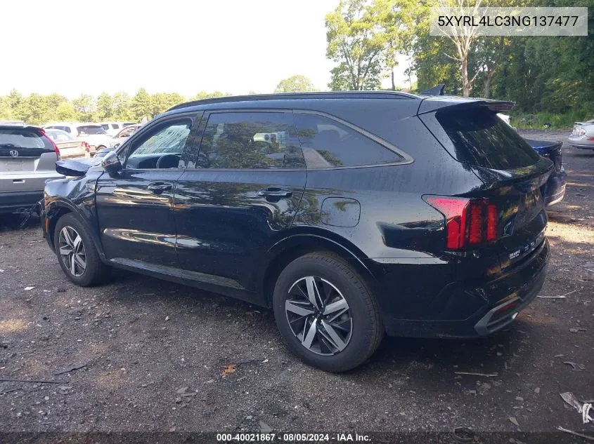 5XYRL4LC3NG137477 2022 Kia Sorento S