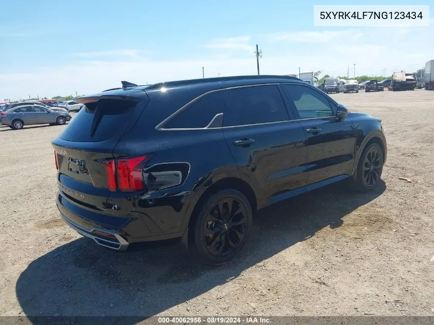 2022 Kia Sorento Sx VIN: 5XYRK4LF7NG123434 Lot: 40062956