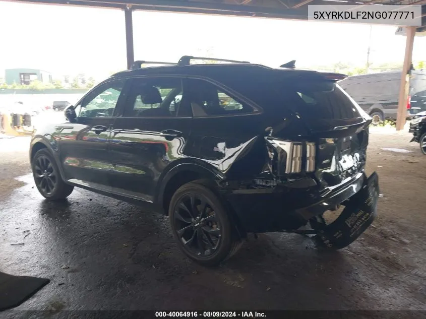 5XYRKDLF2NG077771 2022 Kia Sorento Sx