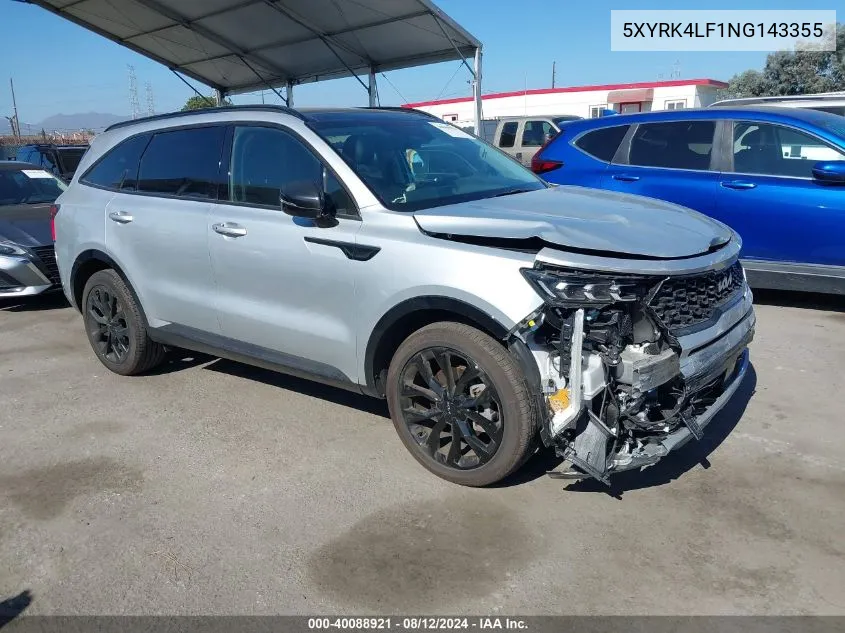 2022 Kia Sorento Sx VIN: 5XYRK4LF1NG143355 Lot: 40088921