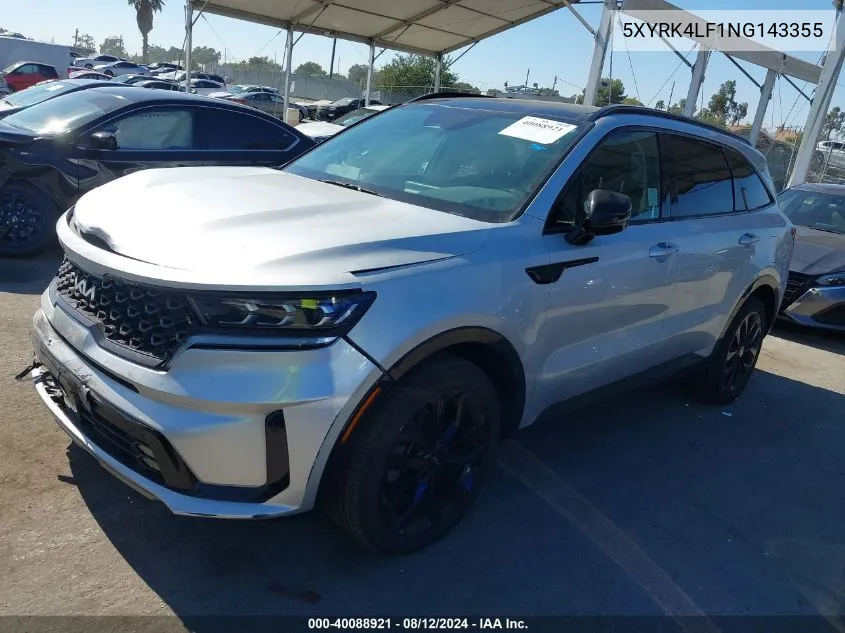 2022 Kia Sorento Sx VIN: 5XYRK4LF1NG143355 Lot: 40088921