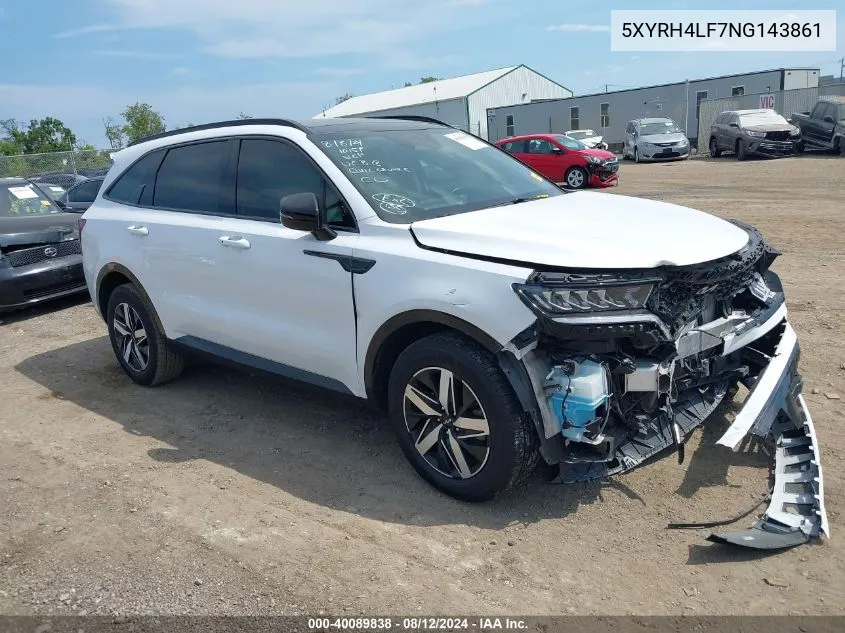 2022 Kia Sorento Ex VIN: 5XYRH4LF7NG143861 Lot: 40089838