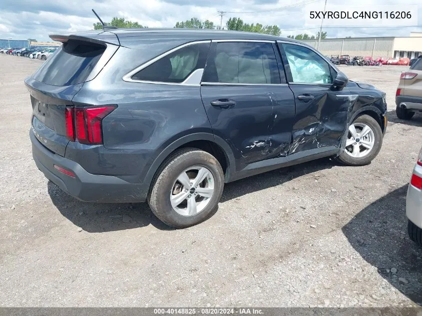 2022 Kia Sorento Lx VIN: 5XYRGDLC4NG116206 Lot: 40148825