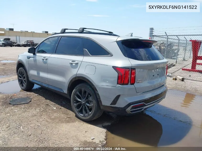 2022 Kia Sorento Sx VIN: 5XYRKDLF6NG141522 Lot: 40149874