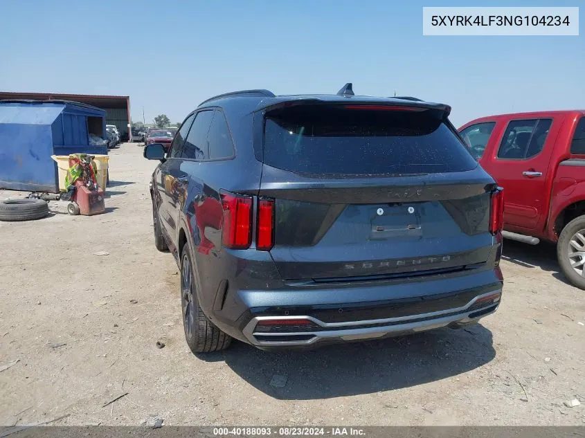 2022 Kia Sorento Sx Prestige VIN: 5XYRK4LF3NG104234 Lot: 40188093