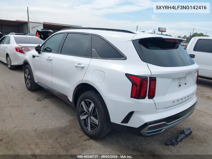 2022 Kia Sorento Ex VIN: 5XYRH4LF3NG142416 Lot: 40245727