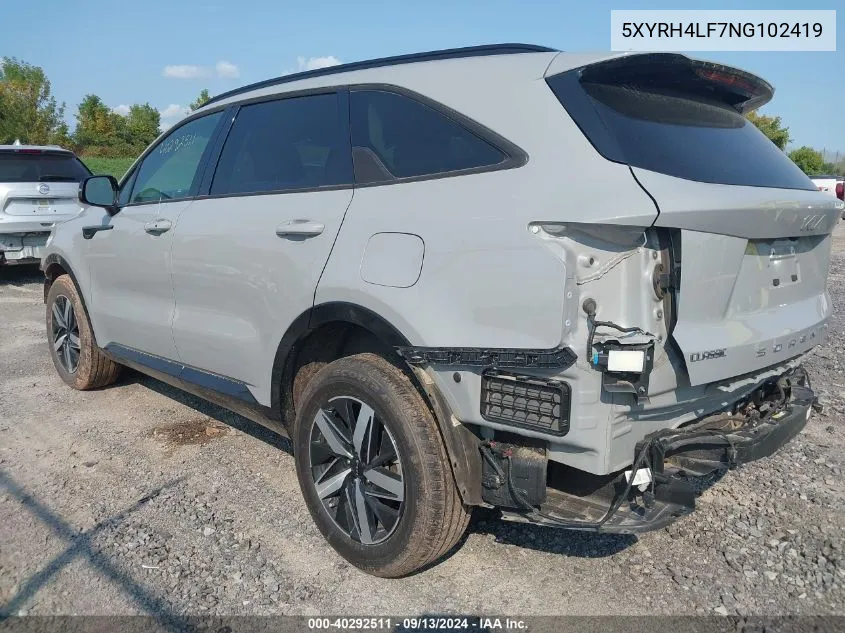 2022 Kia Sorento Ex VIN: 5XYRH4LF7NG102419 Lot: 40292511