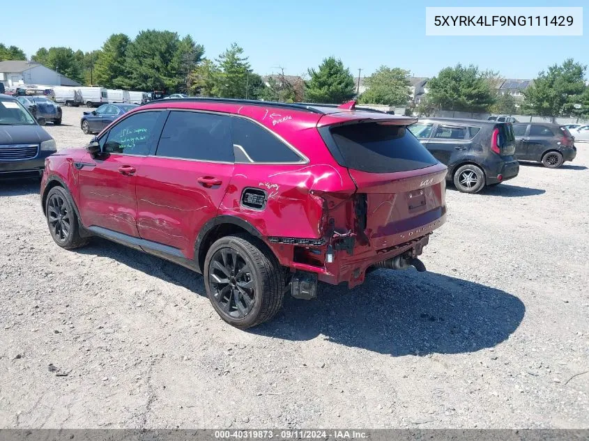 2022 Kia Sorento Sx/Sxp VIN: 5XYRK4LF9NG111429 Lot: 40319873