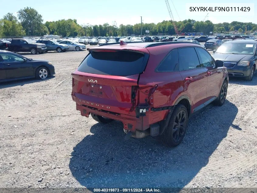 2022 Kia Sorento Sx/Sxp VIN: 5XYRK4LF9NG111429 Lot: 40319873