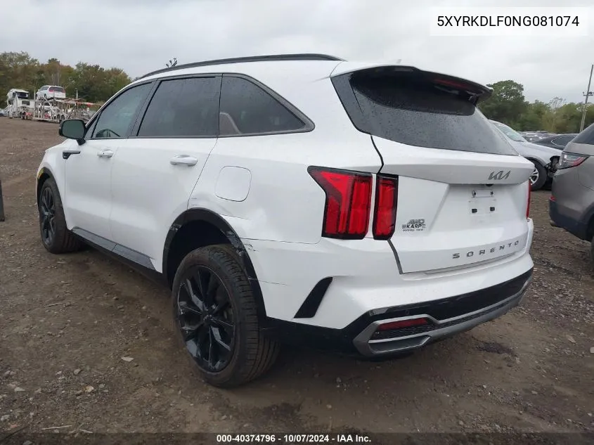 2022 Kia Sorento Sx/Sxp VIN: 5XYRKDLF0NG081074 Lot: 40374796