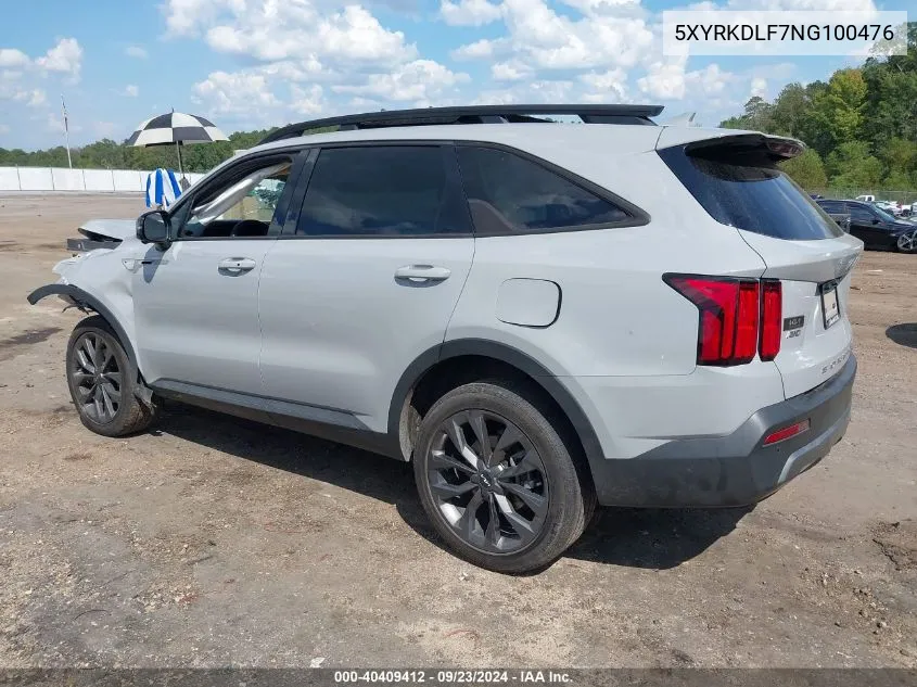 2022 Kia Sorento X-Line Sx Prestige VIN: 5XYRKDLF7NG100476 Lot: 40409412