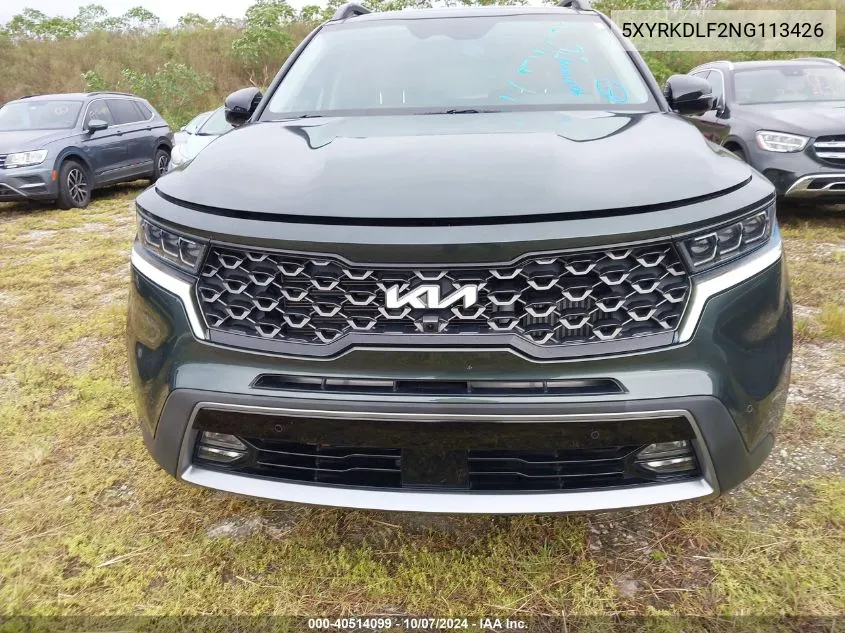 2022 Kia Sorento Sx/Sxp VIN: 5XYRKDLF2NG113426 Lot: 40514099