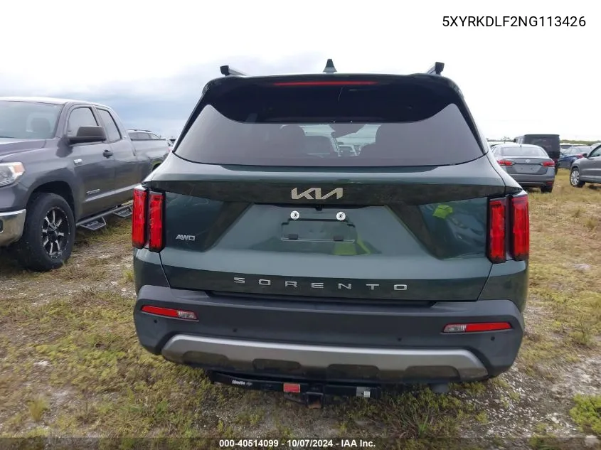 2022 Kia Sorento Sx/Sxp VIN: 5XYRKDLF2NG113426 Lot: 40514099