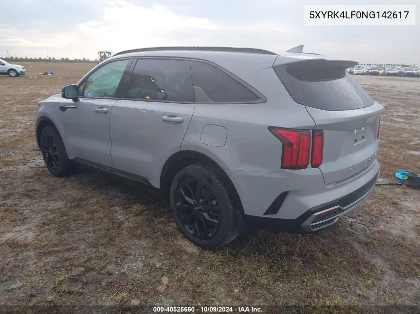 2022 Kia Sorento Sx/Sxp VIN: 5XYRK4LF0NG142617 Lot: 40525660