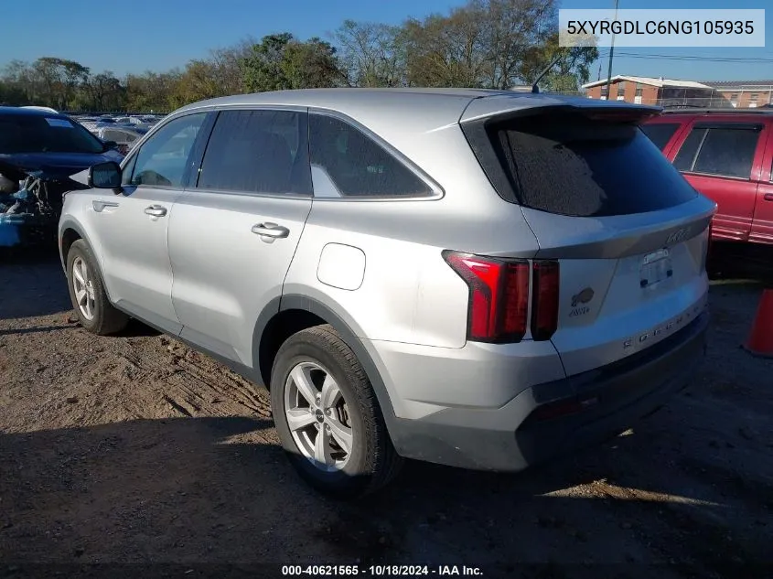 2022 Kia Sorento Lx VIN: 5XYRGDLC6NG105935 Lot: 40621565