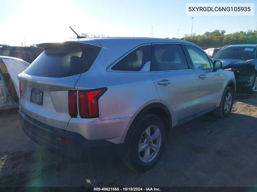 2022 Kia Sorento Lx VIN: 5XYRGDLC6NG105935 Lot: 40621565