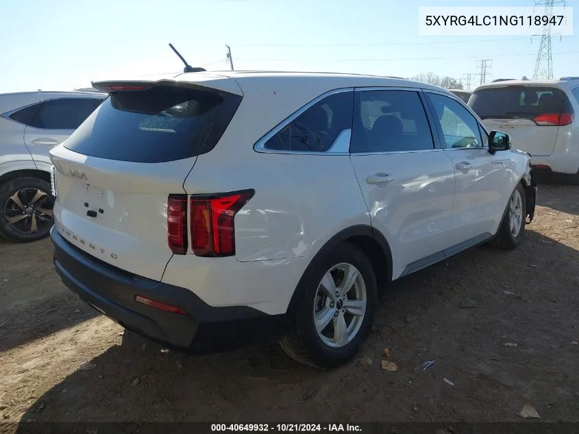 2022 Kia Sorento Lx VIN: 5XYRG4LC1NG118947 Lot: 40649932