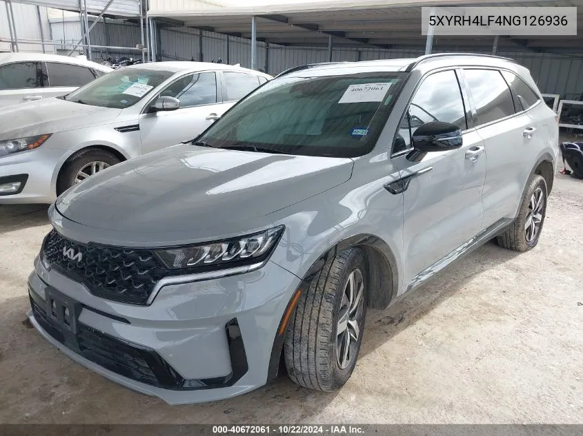 2022 Kia Sorento Ex VIN: 5XYRH4LF4NG126936 Lot: 40672061