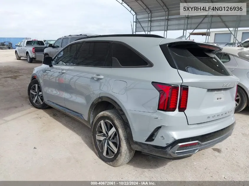 2022 Kia Sorento Ex VIN: 5XYRH4LF4NG126936 Lot: 40672061