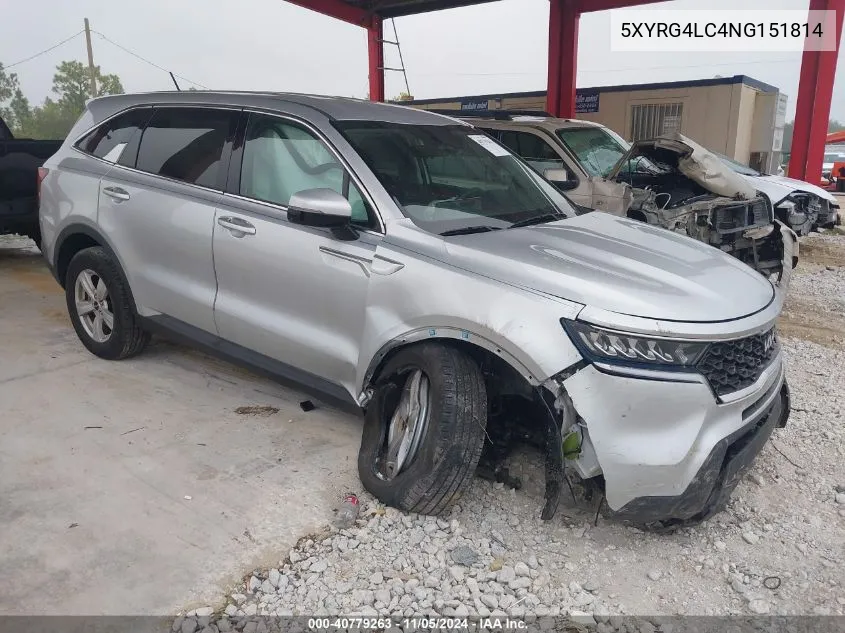 2022 Kia Sorento Lx VIN: 5XYRG4LC4NG151814 Lot: 40779263