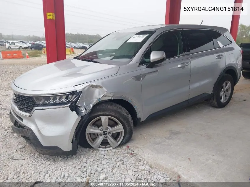 2022 Kia Sorento Lx VIN: 5XYRG4LC4NG151814 Lot: 40779263