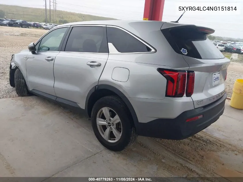 2022 Kia Sorento Lx VIN: 5XYRG4LC4NG151814 Lot: 40779263