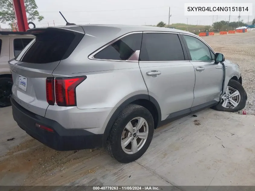 2022 Kia Sorento Lx VIN: 5XYRG4LC4NG151814 Lot: 40779263