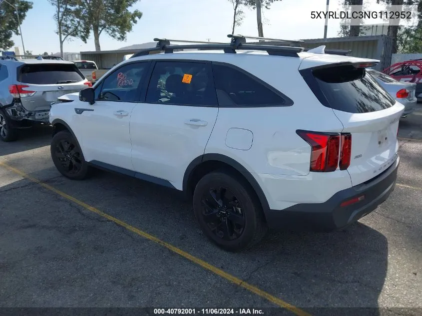 2022 Kia Sorento X-Line S VIN: 5XYRLDLC3NG112952 Lot: 40792001