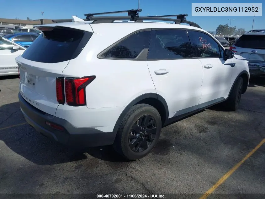 2022 Kia Sorento X-Line S VIN: 5XYRLDLC3NG112952 Lot: 40792001