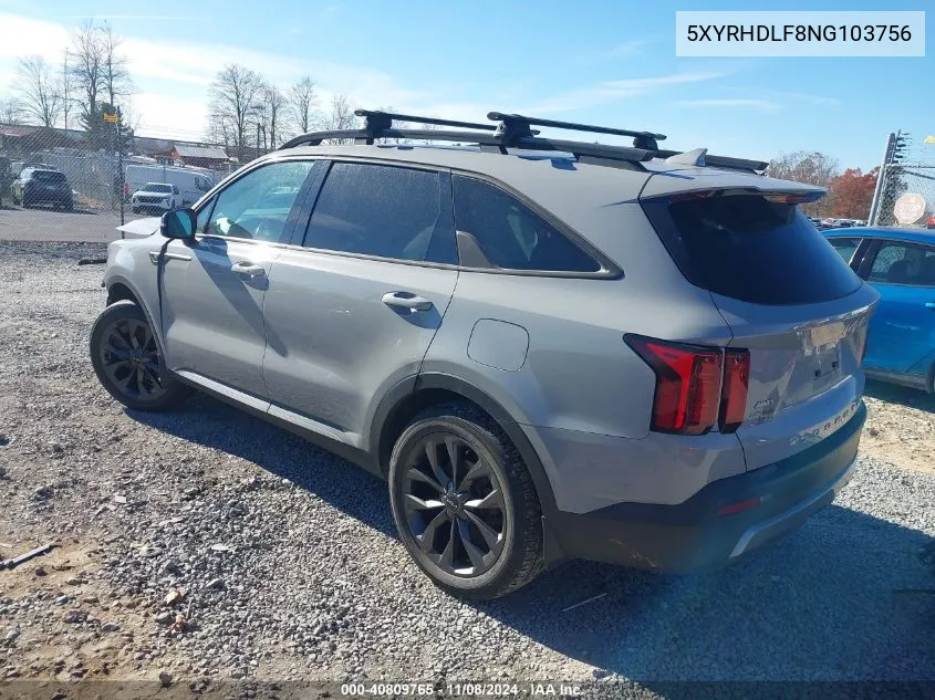 2022 Kia Sorento X-Line Ex VIN: 5XYRHDLF8NG103756 Lot: 40809765