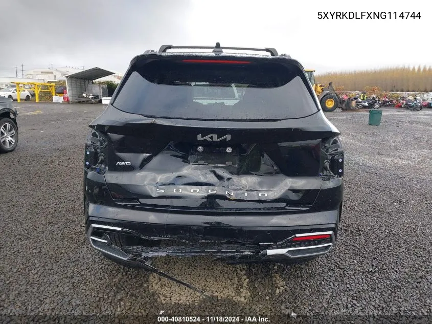 2022 Kia Sorento Sx VIN: 5XYRKDLFXNG114744 Lot: 40810524