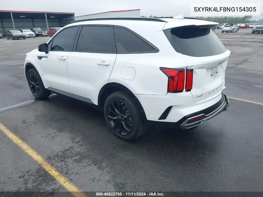 2022 Kia Sorento Sx VIN: 5XYRK4LF8NG154305 Lot: 40822765